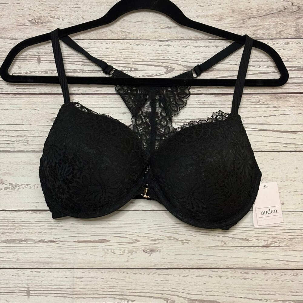 Auden Racerback Push Up Demi Coverage Bra‎ w Front Clasp Closure 34DD